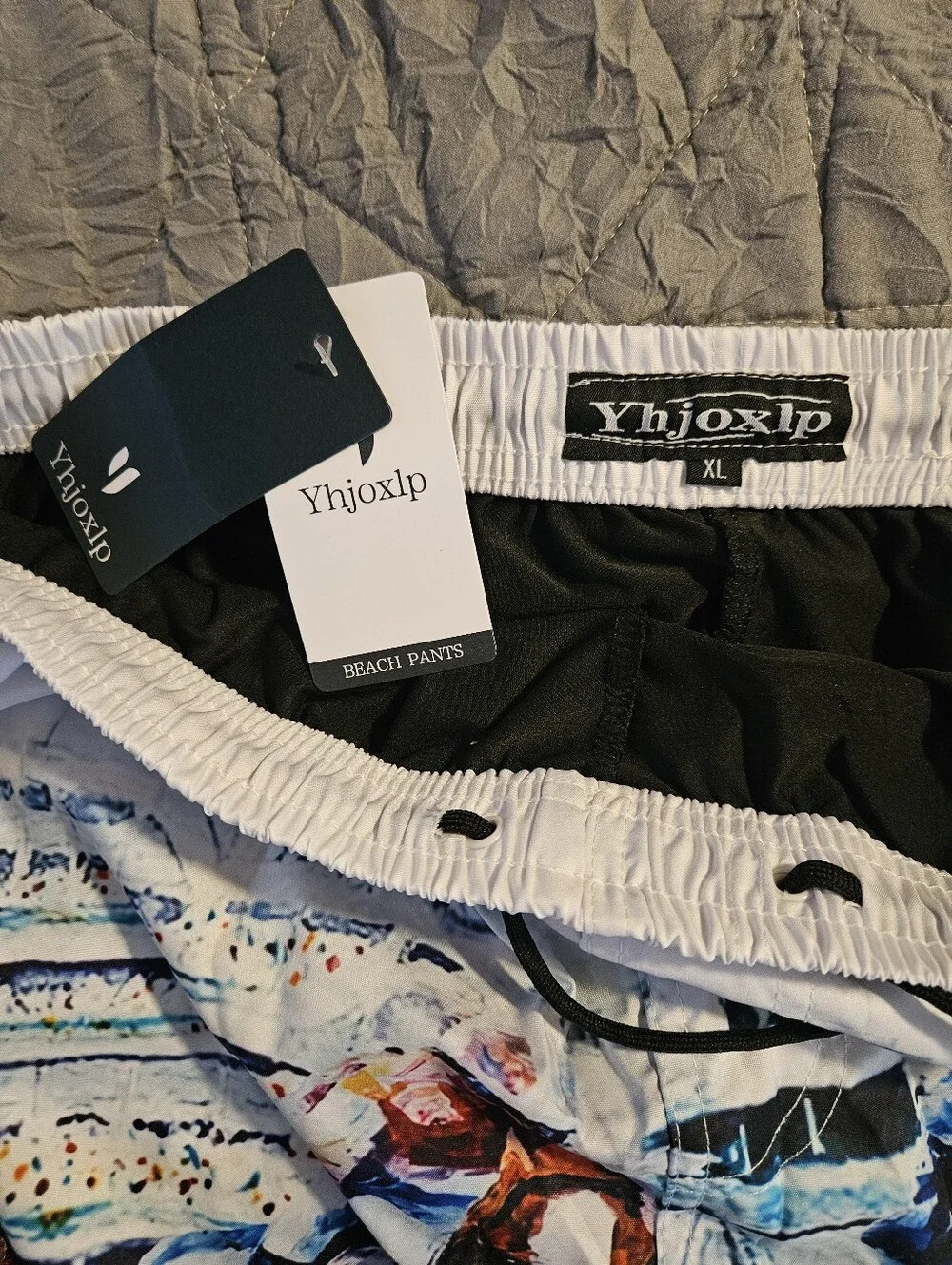 New XL Men's White Graphic Horse Racing Swim Trunks